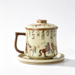 Handmade Ru Kiln Ceramic Mug with Chinese Calligraphy